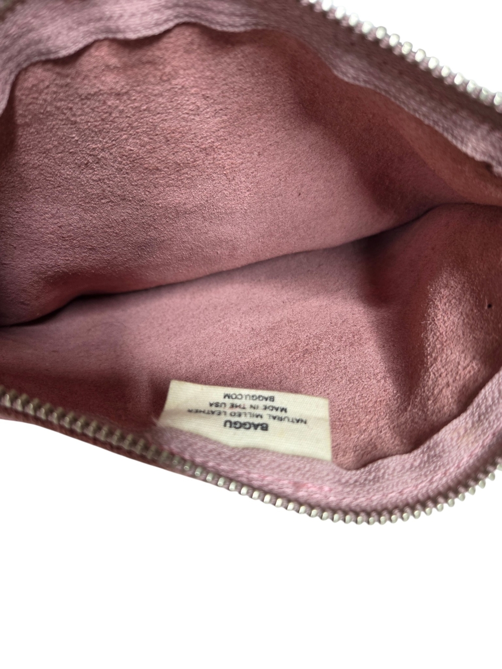 BAGGU Pink Leather Large U Pouch - Picture 8 of 11